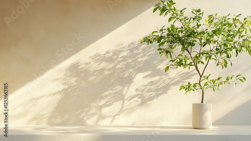 Indoor plant shadow art minimalist space photography natural light close-up serenity and tranquility