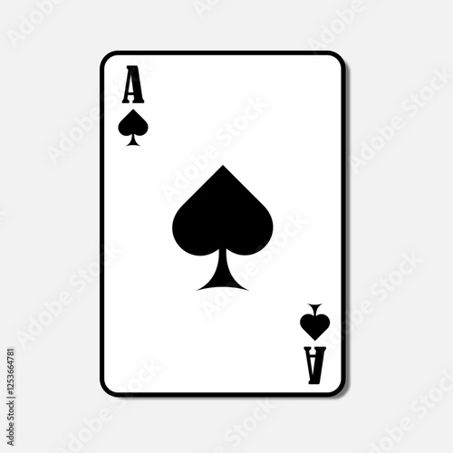 Spades ace playing card over white background