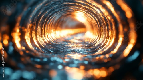 Wallpaper Mural Glowing Orange and Teal Vortex Tunnel - Abstract 3D Render Torontodigital.ca