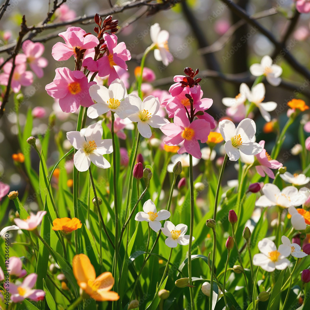 Fototapeta premium A Lush and Dreamy Representation of Spring in Natural Light with Vibrant Colors
