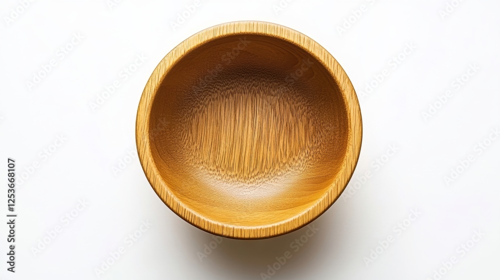 Natural Wooden Bowl with Intricate Texture and Smooth Finish on a Plain White Background Natural Wooden Bowl with Intricate Texture and Smooth Finish on a Plain White Background