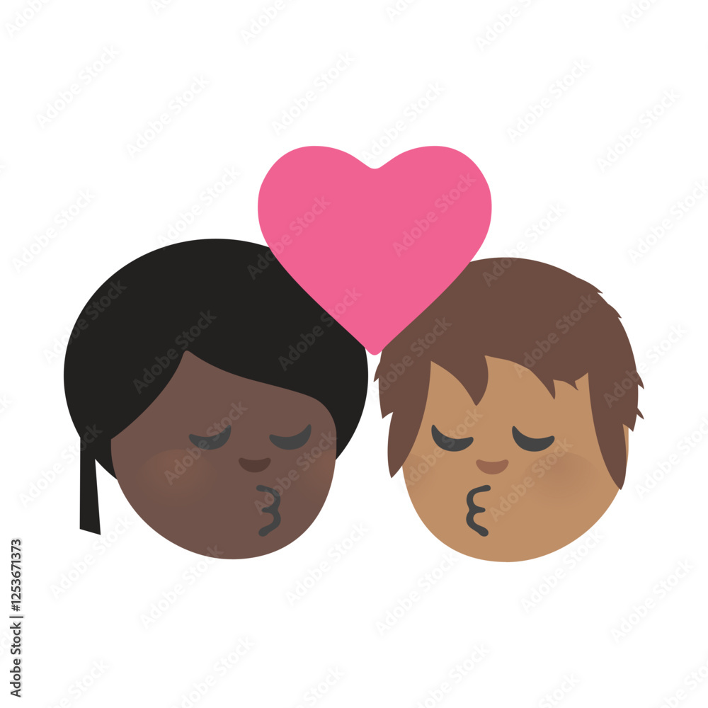 Blowing Kiss Clipart Illustration | Two People with Heart Symbol Isolated on White Background Blowing Kiss Clipart Illustration | Two People with Heart Symbol Isolated on White Background