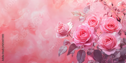 Pink roses Mother’s Day background with copy space