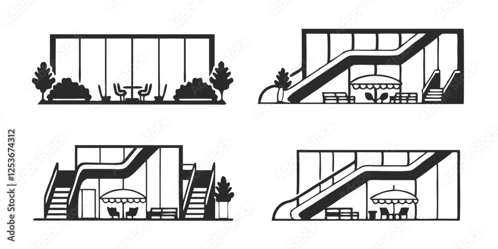 Fototapeta premium 3D Rendering of a Modern Restaurant and Mall – Architectural Visualization