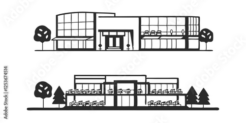 3D Rendering of a Modern Restaurant and Mall – Architectural Visualization

