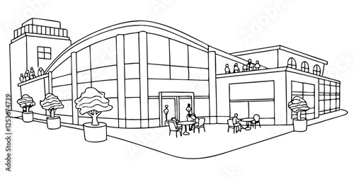 3D Rendering of a Modern Restaurant and Mall – Architectural Visualization

