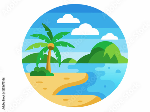 Playa Islas Icono de la Naturaleza: Vector para Aplicaciones Web y Móviles
