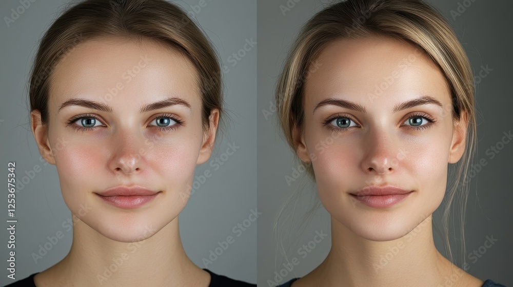 Before & After Jawline Contouring, Facial Rejuvenation, Anti-Aging Treatment. Before & After Jawline Contouring, Facial Rejuvenation, Anti-Aging Treatment.