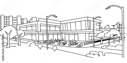 3D Rendering of a Modern Restaurant and Mall – Architectural Visualization


