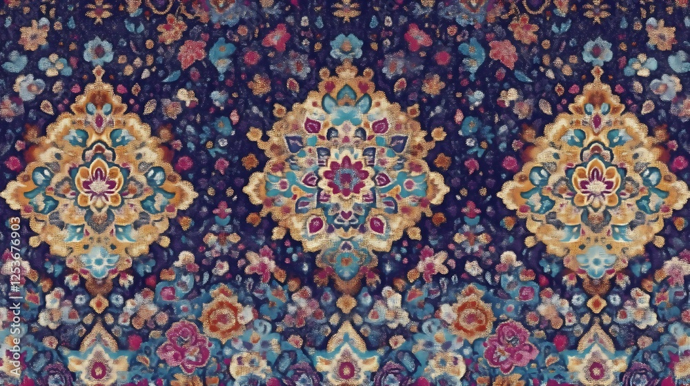 Ornate Floral Pattern Textile Design Featuring Intricate Detail Ornate Floral Pattern Textile Design Featuring Intricate Detail