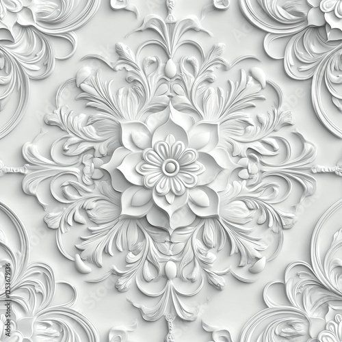 Intricate floral relief design interior space decorative art elegant environment close-up view modern aesthetic appeal