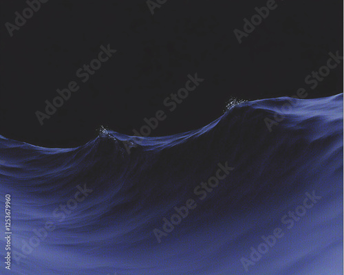Une grande vague en mouvement sur fond noir, un paysage de mer ou océan pendant la tempête minimaliste, en 3d