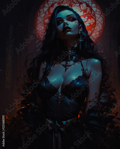 Neon Goddess: A Mysterious Girl in Cyberpunk Glow