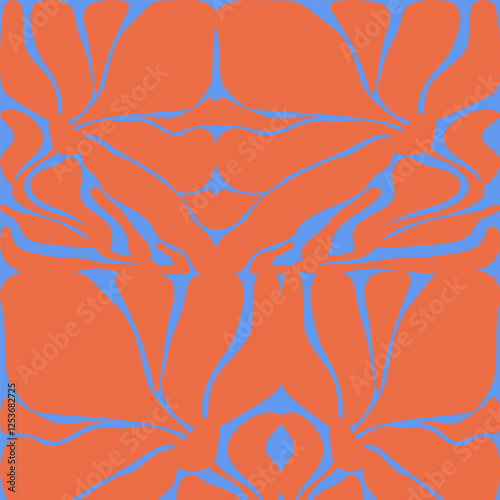 Seamless pattern with abstract floral shapes. Hand drawn minimalist flower. Modern isolated vector illustration.