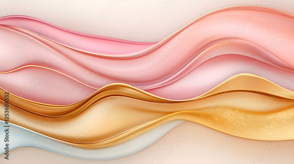 Obraz premium Smooth metallic textures in soft pastel colors create flowing design