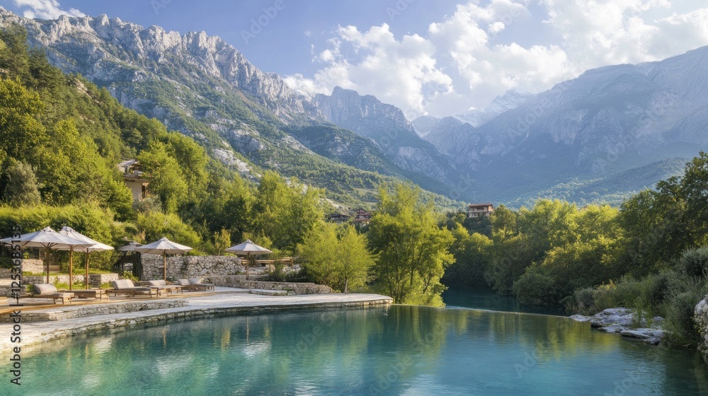 Serene Mountain Resort Pool with Stunning Views Serene Mountain Resort Pool with Stunning Views