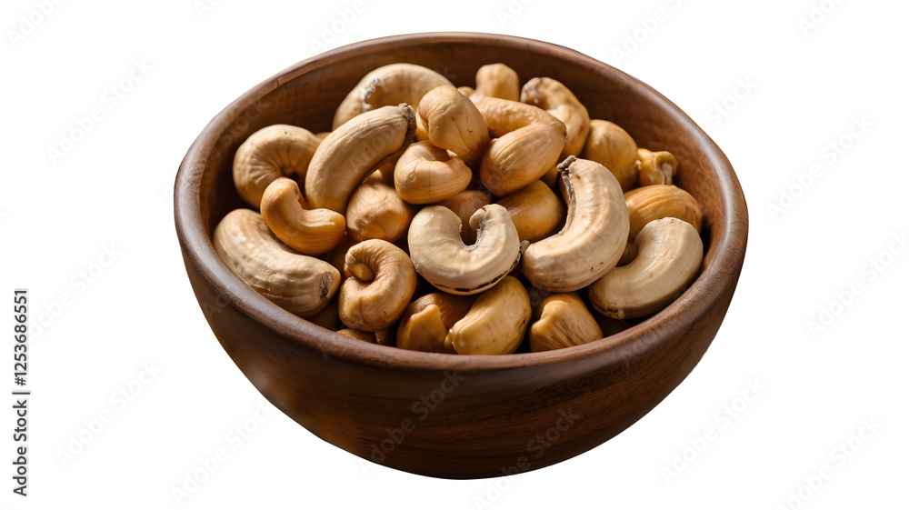 Top view of a cashew bowl with transparency background Top view of a cashew bowl with transparency background
