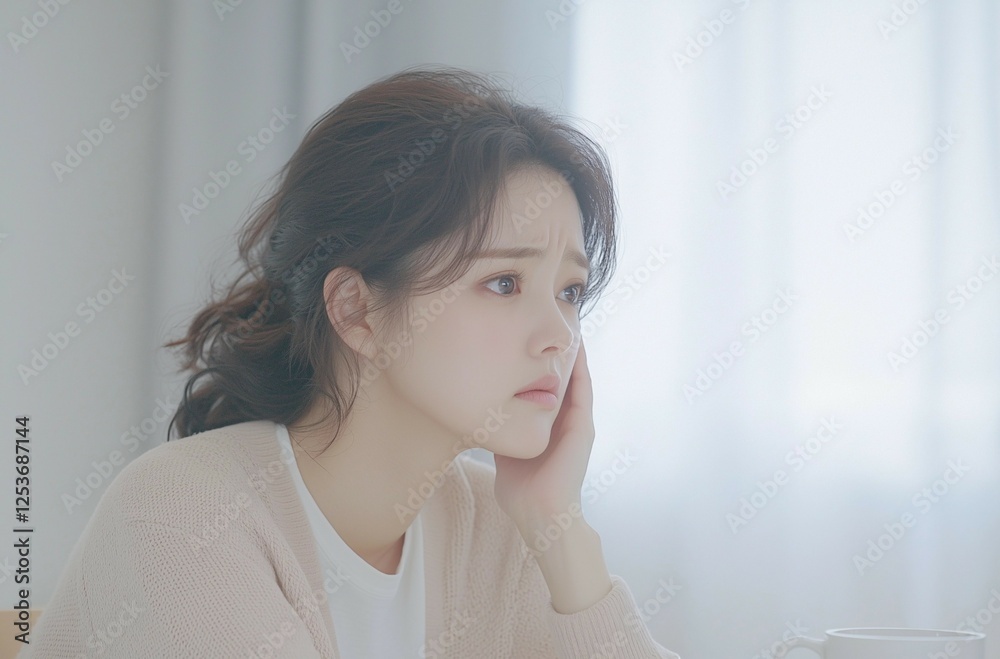 Woman Experiencing Headache Holding Her Forehead in Pain Woman Experiencing Headache Holding Her Forehead in Pain