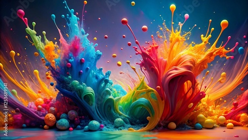 Fototapeta Naklejka Na Ścianę i Meble -  Colorful splashes of paint creating a vibrant and abstract HD wallpaper
