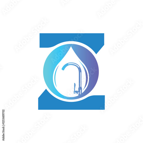 Letter Z logo, Z logo, AI logo set, Professional plumbing logo design, clean and modern. Ideal for plumbing services, water repair, pipe fitting, maintenance, and home service branding.