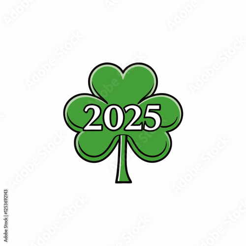 2025 shamrock St. Patricks day iconvector illustration with a white background