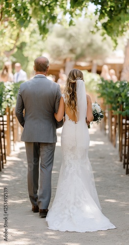 Bride walks down aisle with father