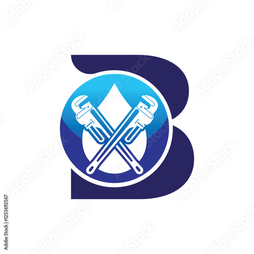 Letter B logo, B logo, AI logo set, Professional plumbing logo design, clean and modern. Ideal for plumbing services, water repair, pipe fitting, maintenance, and home service branding.