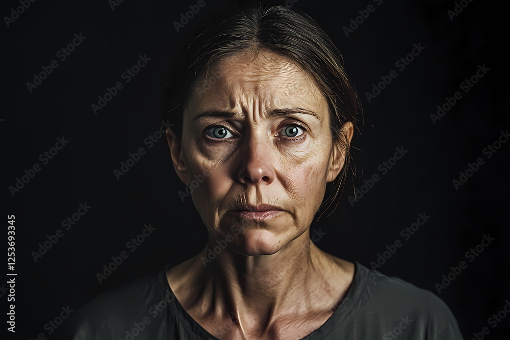 Close up of scared woman expressing fear and anxiety Close up of scared woman expressing fear and anxiety