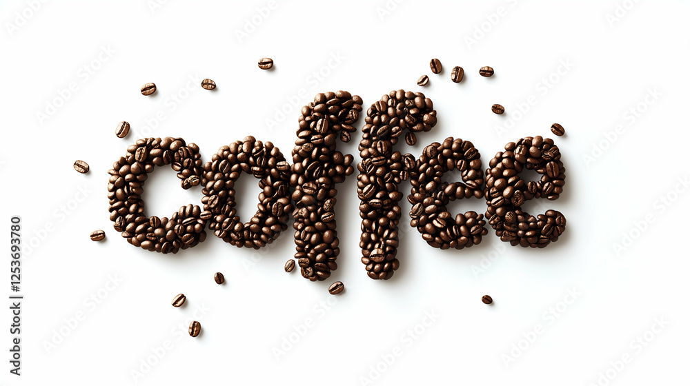 Coffee Word Made from Coffee Beans: 3D Vector Illustration Coffee Word Made from Coffee Beans: 3D Vector Illustration