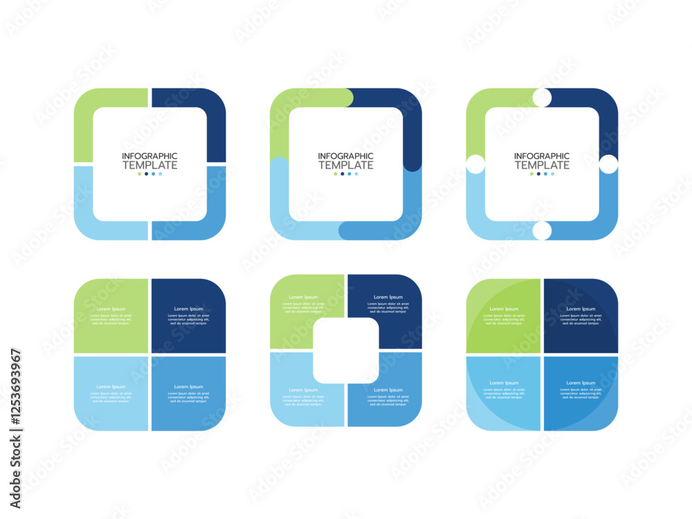 Set of infographics, pie charts, graphs with 4 steps, options, parts, processes. Vector business templates in colorful for presentation. Set of infographics, pie charts, graphs with 4 steps, options, parts, processes. Vector business templates in colorful for presentation.