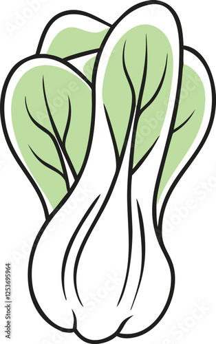 Bok choy cabbage vector illustration in cartoon flat style isolated on white background 