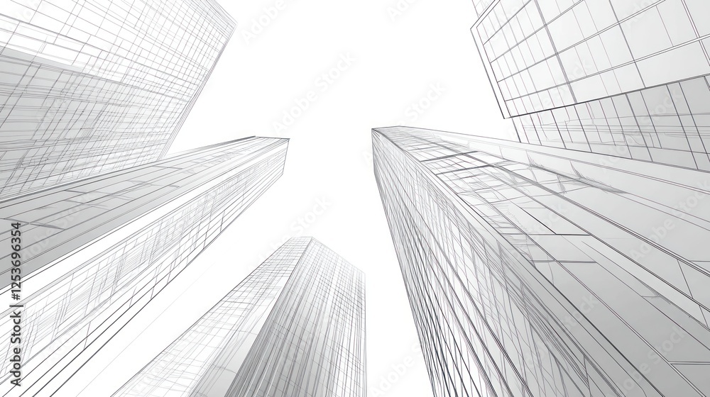 Fototapeta premium Abstract architectural city skyline view