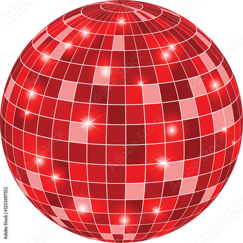 red disco ball on transporent background