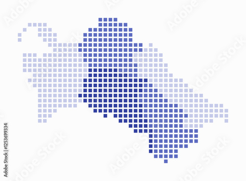 Turkmenistan dotted map. Digital style map of the country on white background. Turkmenistan shape with square dots. Colored dots style. Large size squares. Beautiful vector illustration.