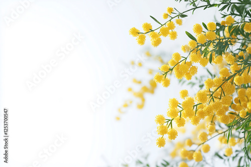 Mimosas on a white background