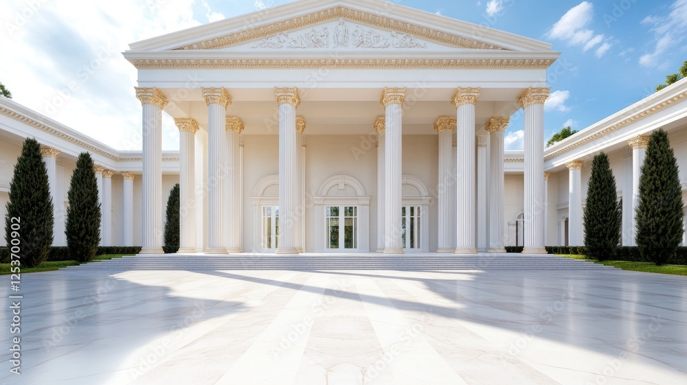 Fototapeta premium Elegant neoclassical building with columns and symmetrical design