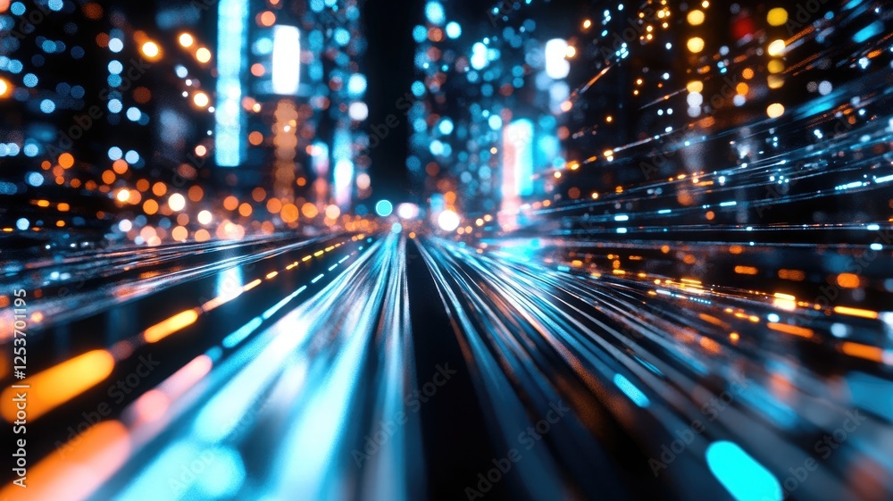 Abstract futuristic digital cityscape with bright neon lights Abstract futuristic digital cityscape with bright neon lights