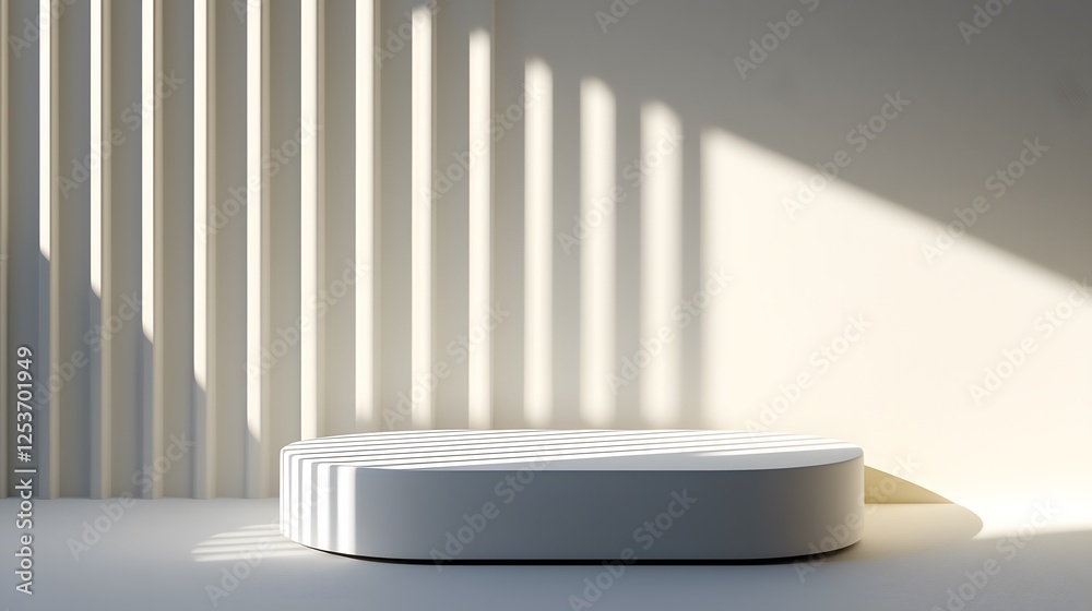 Minimalist Display Platform with Shadows and Soft Light Contrast Minimalist Display Platform with Shadows and Soft Light Contrast