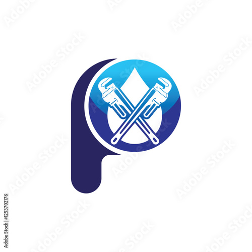 Letter P logo, P logo, AI logo set, Professional plumbing logo design, clean and modern. Ideal for plumbing services, water repair, pipe fitting, maintenance, and home service branding.