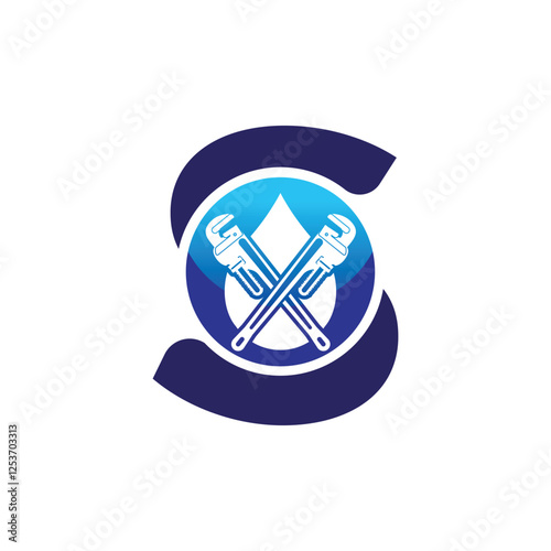 Letter S logo, S logo, AI logo set, Professional plumbing logo design, clean and modern. Ideal for plumbing services, water repair, pipe fitting, maintenance, and home service branding.