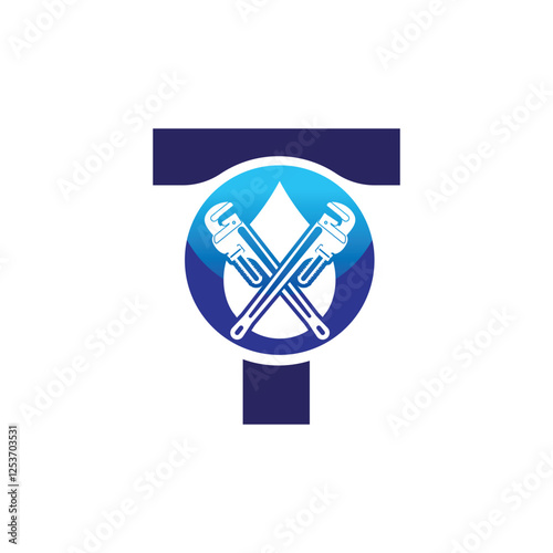 Letter T logo, T logo, AI logo set, Professional plumbing logo design, clean and modern. Ideal for plumbing services, water repair, pipe fitting, maintenance, and home service branding.