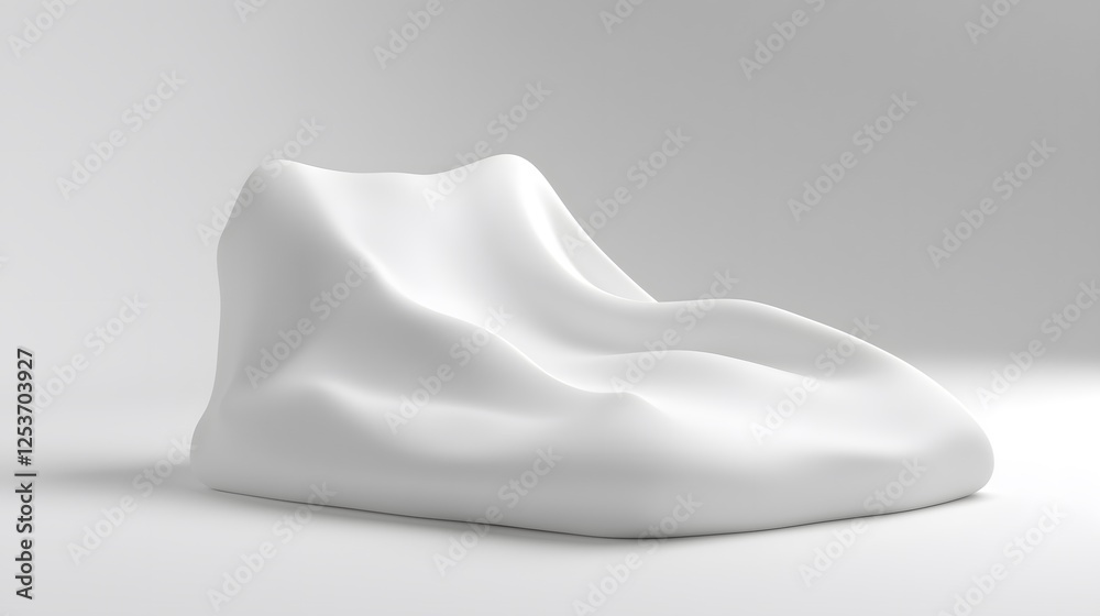 Abstract White Shape on Smooth Surface in Minimalist Studio Setting Abstract White Shape on Smooth Surface in Minimalist Studio Setting