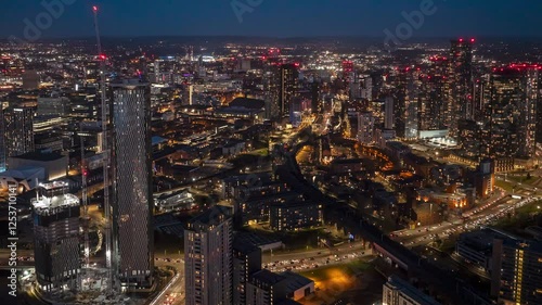Manchester City Center at Dusk: An Aerial View of Deansgate