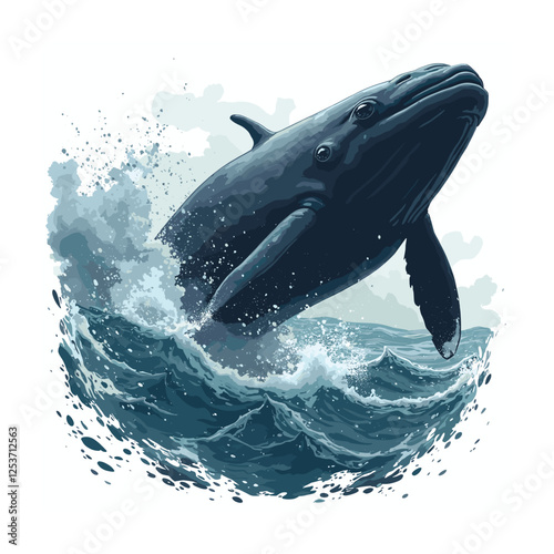 Marine mammals vector illustration. Underwater animal