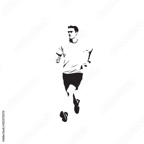 Black and White Illustration of Man Jogging – Vector Art
