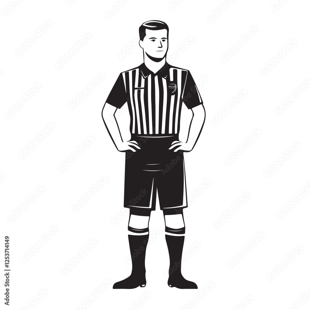 Vector Art of a Referee Standing with Hand Gesture Vector Art of a Referee Standing with Hand Gesture