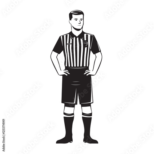 Vector Art of a Referee Standing with Hand Gesture