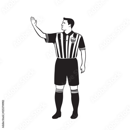 Vector Illustration of a Referee Raising One Hand