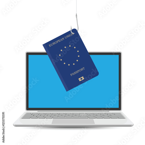 Alert phishing message on laptop screen