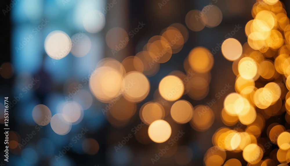 Golden Christmas lights with a glowing bokeh background and a sparkling golden Christmas tree Golden Christmas lights with a glowing bokeh background and a sparkling golden Christmas tree